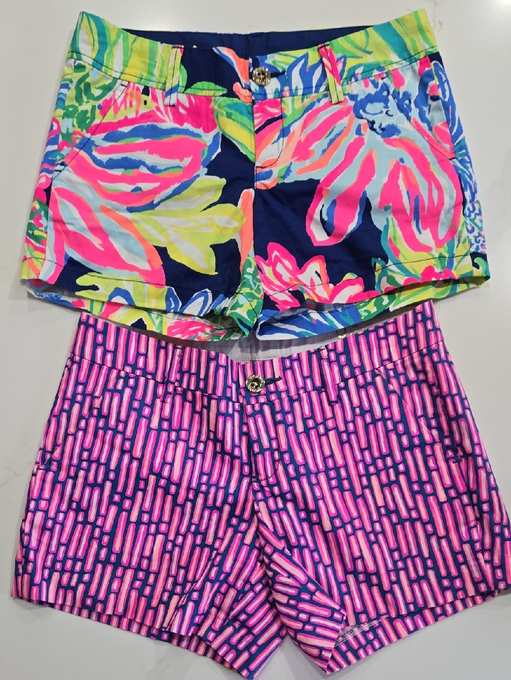 Bundle Of Lilly Pulitzer Bright Floral & Pink Patterned Shorts Duo